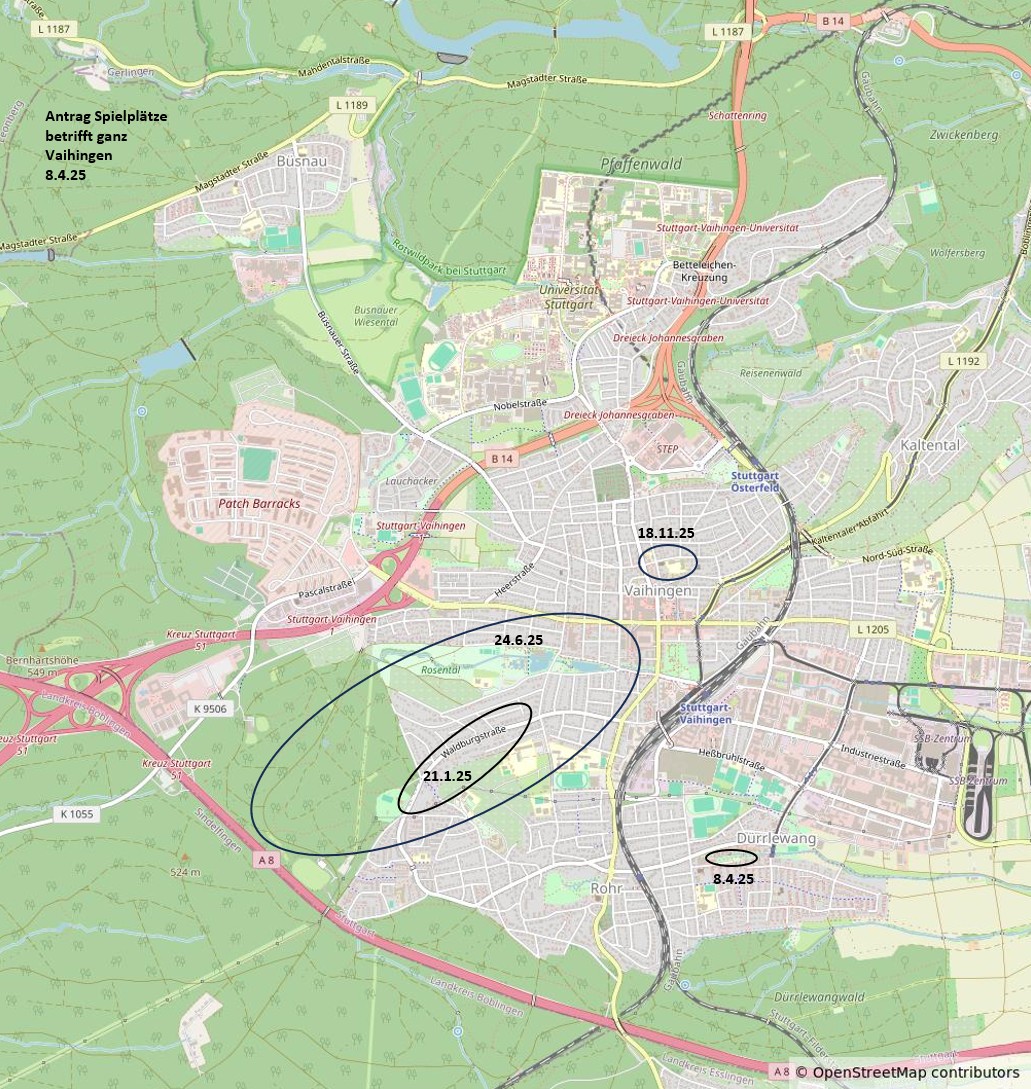 Karte von Vaihingen unserer BBR-Anträge